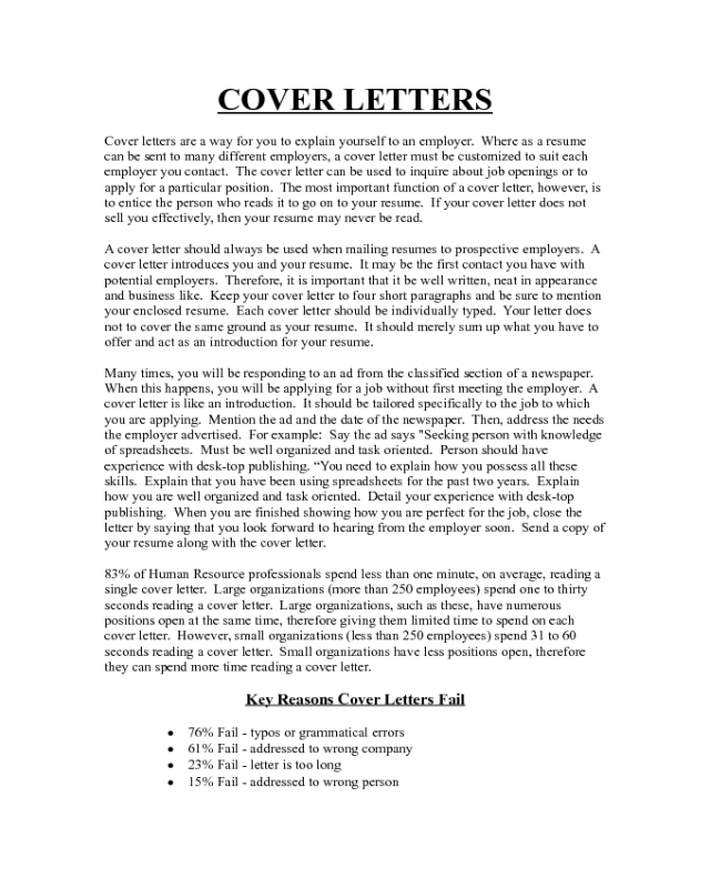 Sample for Resume Cover Letter