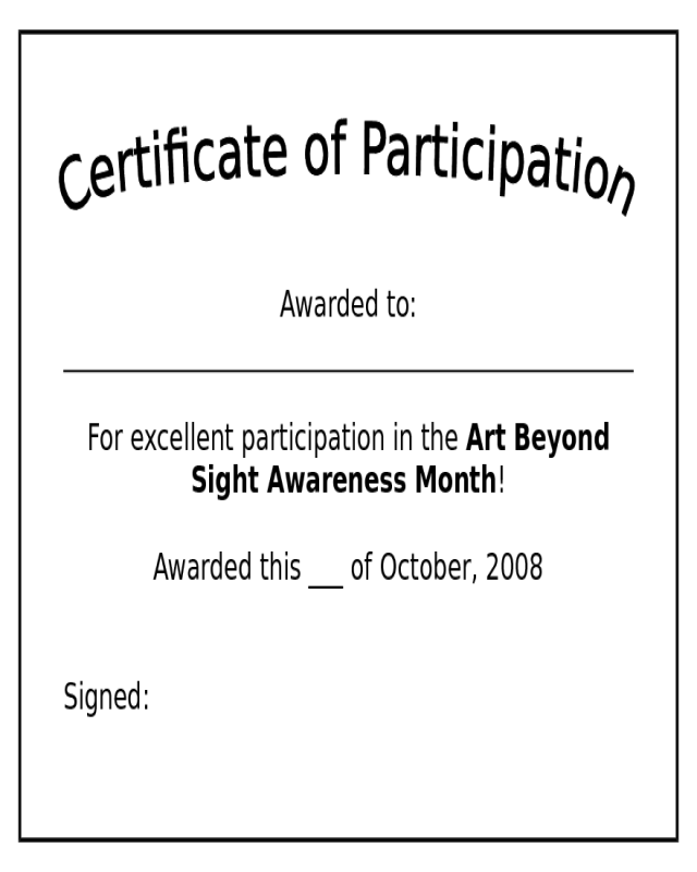 Simple Participation Certificate Template