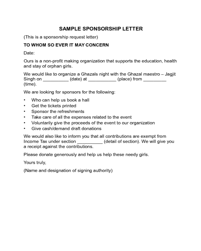 8 Free Sample Sponsorship Letters To Download Sample Templates Gambaran