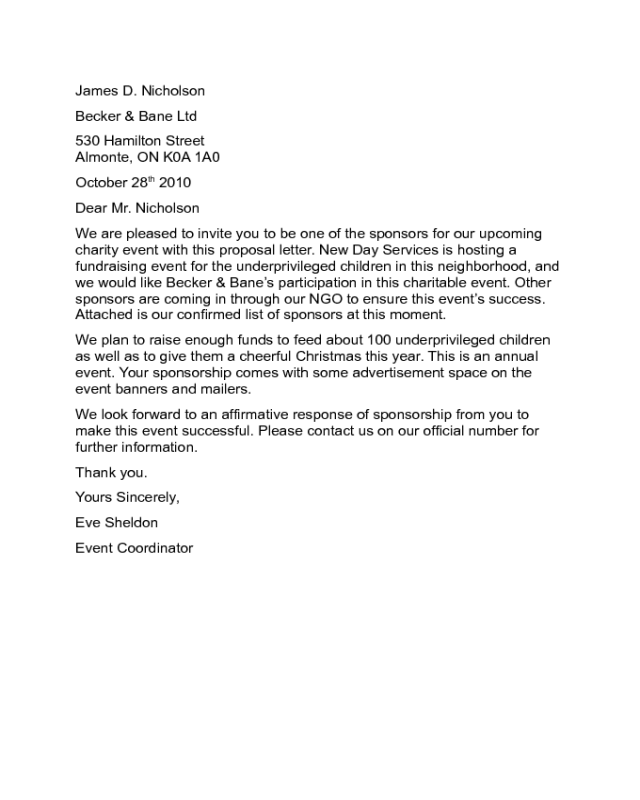 Sponsorship Proposal Letter Sample