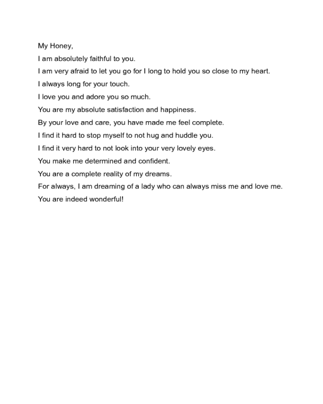 Sweet Romantic Letter Example