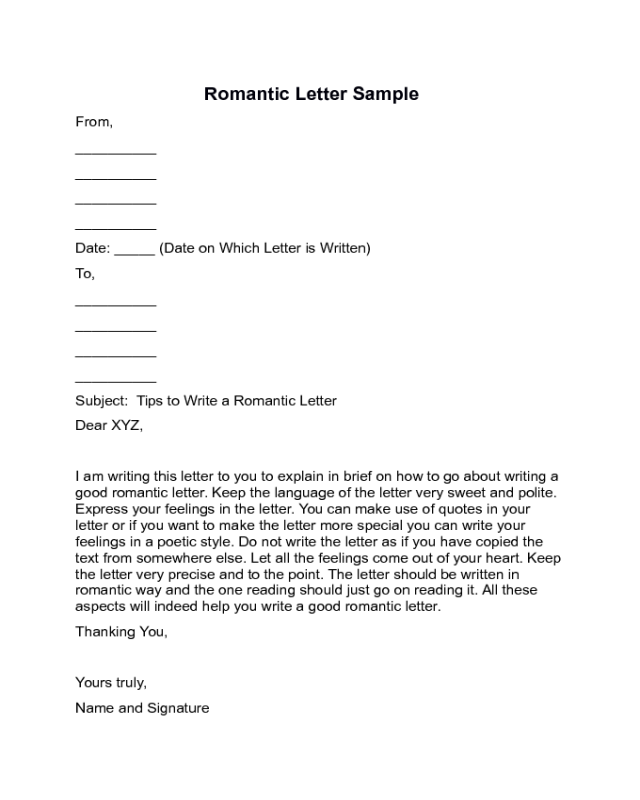 Tips to Write a Romantic Letter Sample
