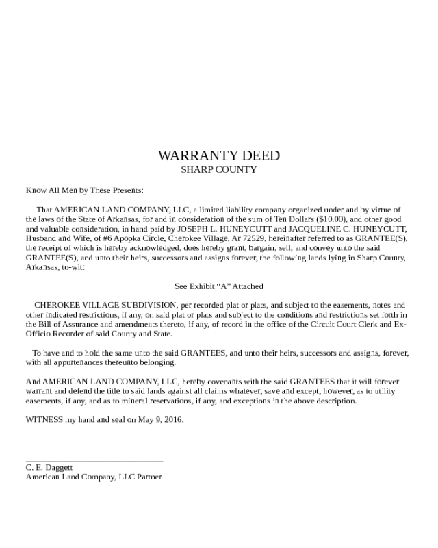 Warranty Deed - Arkansas