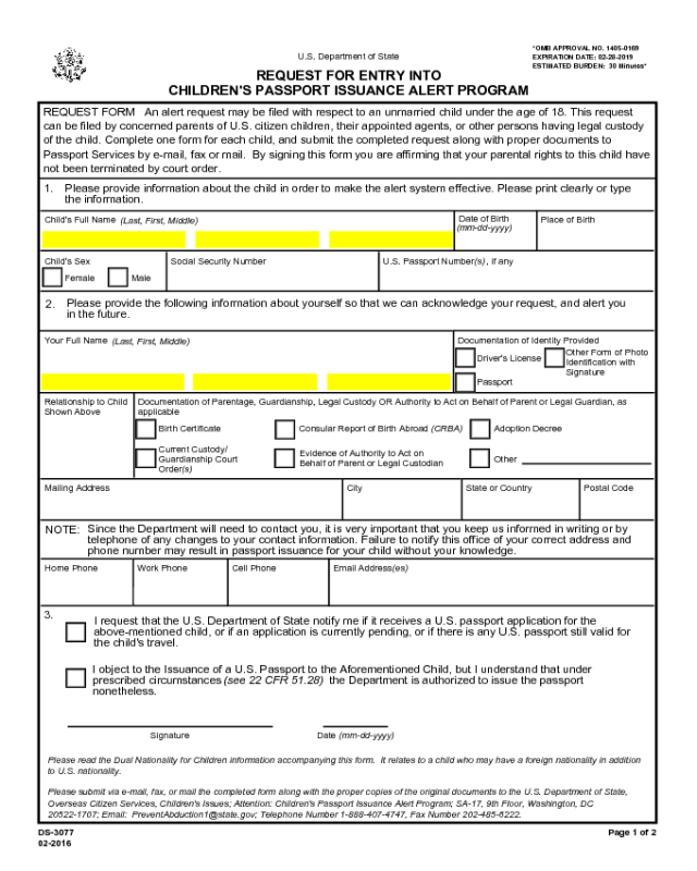 Form DS-3077