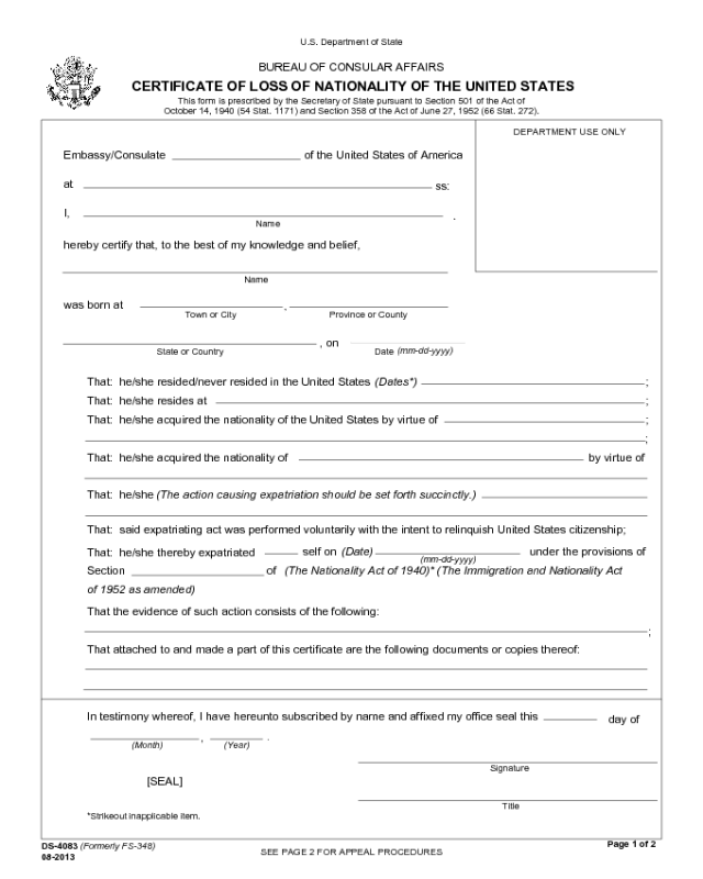 Form DS-4083