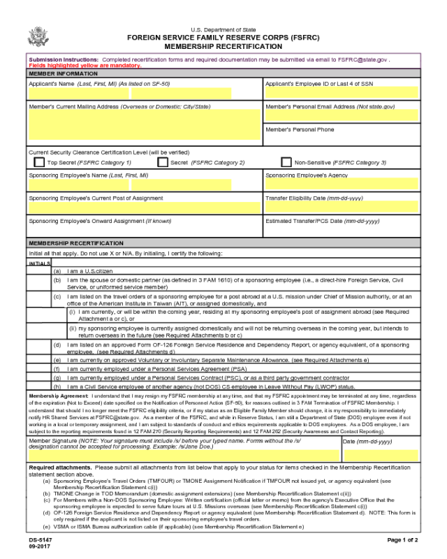 Form DS-5147