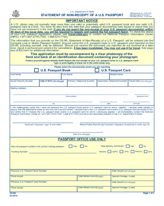 Form DS-86