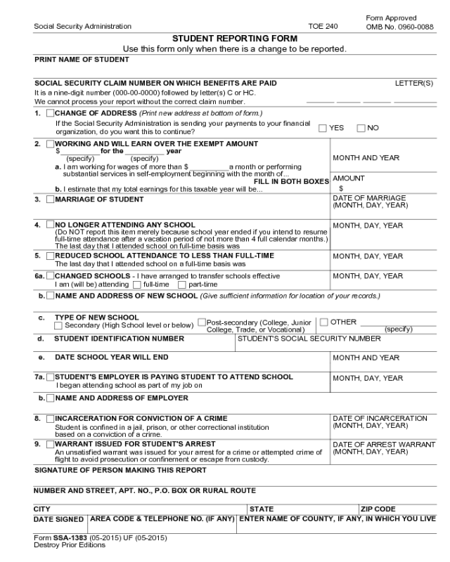 Form SSA-1383