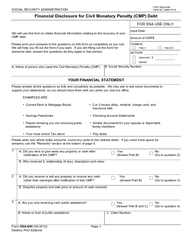 Form SSA-640