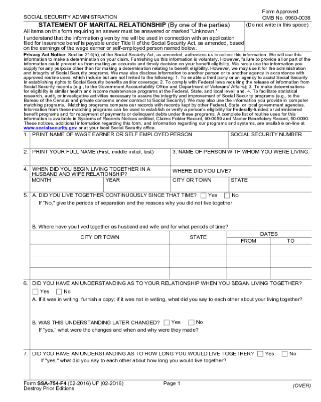 Form SSA-754