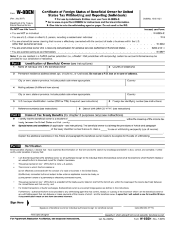 Form W-8 BEN - Edit, Fill, Sign Online | Handypdf