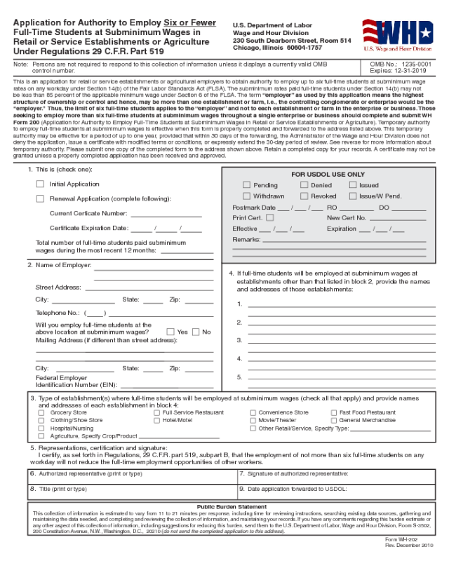 Form WH-202