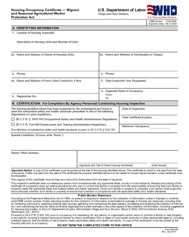 Form WH-520