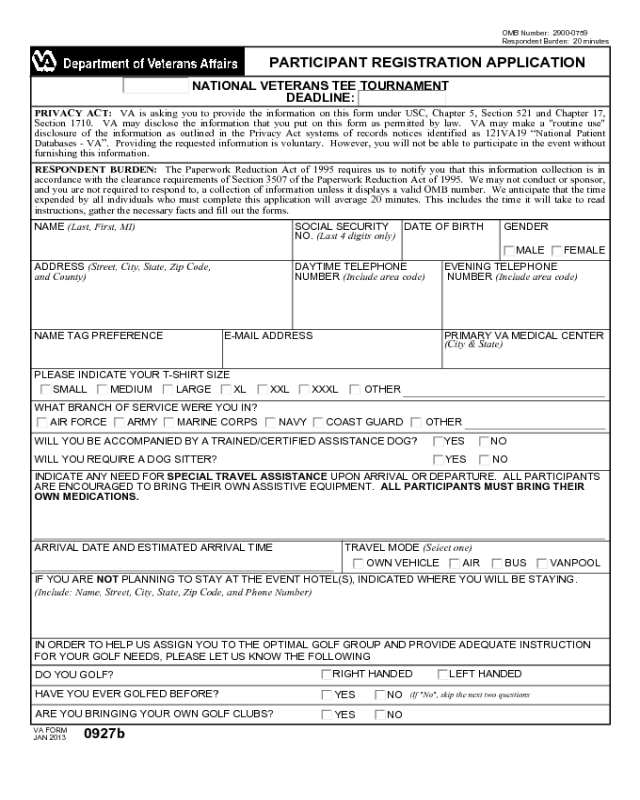 VA Form 0927b