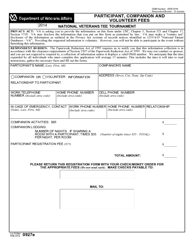 VA Form 0927e