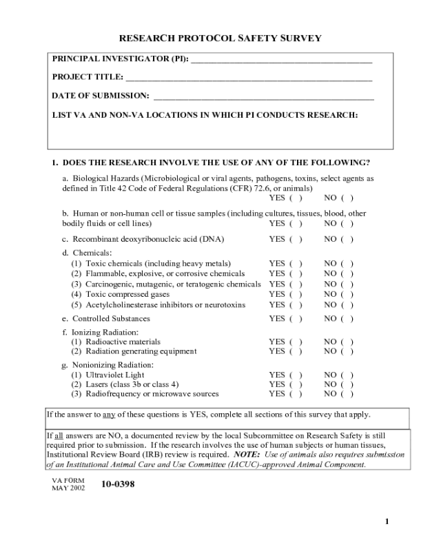 VA Form 10-0398