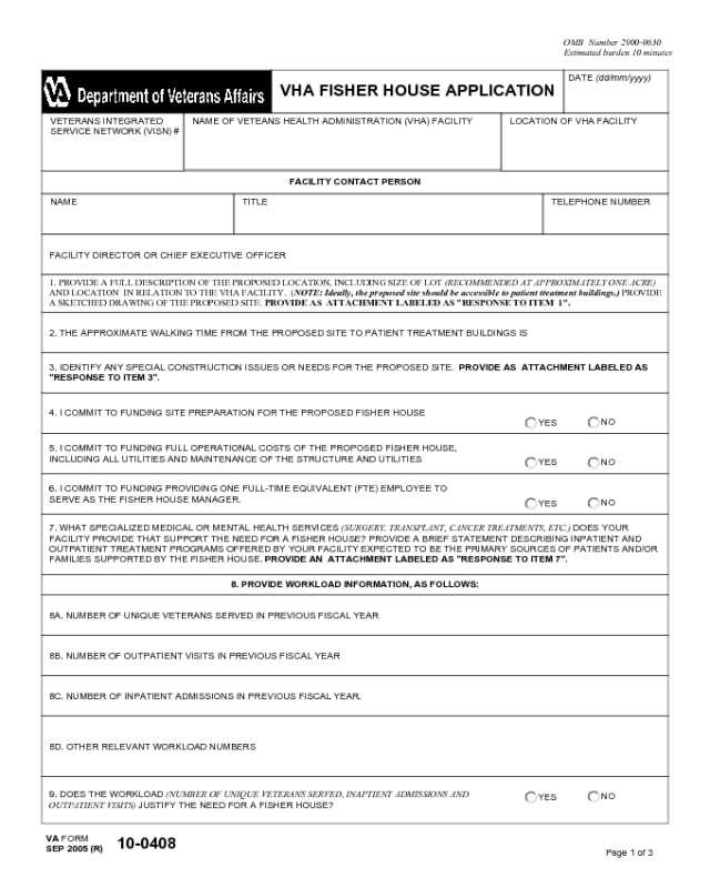 VA Form 10-0408