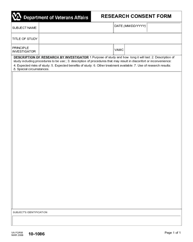 VA Form 10-1086