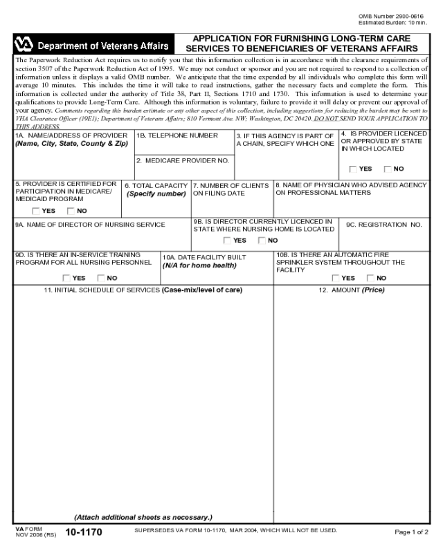 VA Form 10-1170