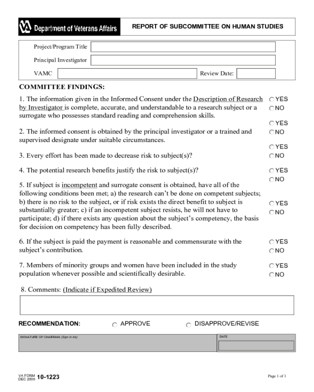 VA Form 10-1223
