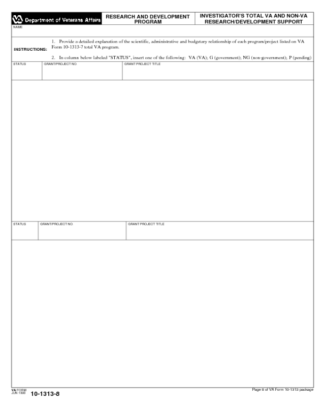 VA Form 10-1313-8