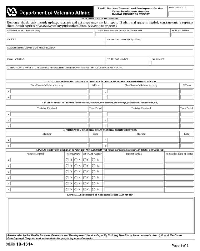 VA Form 10-1314