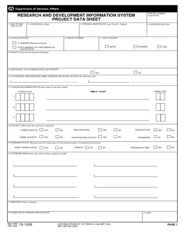 VA Form 10-1436