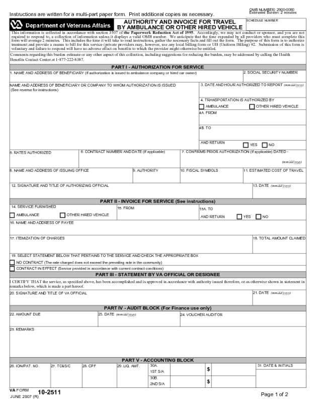 VA Form 10 2511 Edit Fill Sign Online Handypdf
