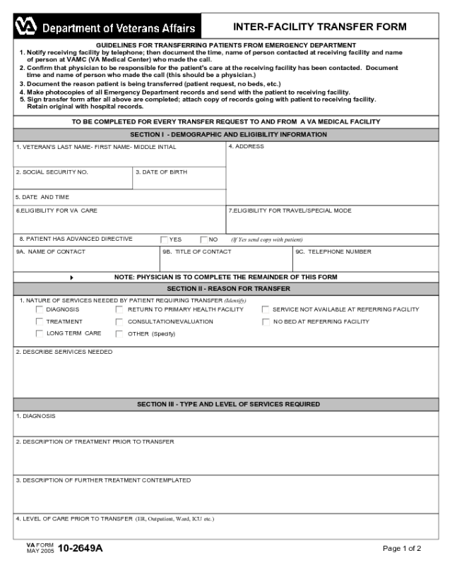 Fillable Printable Va Forms