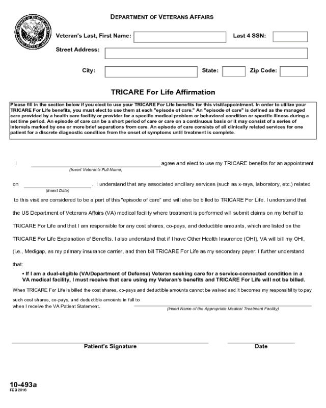 VA Form 10-493a