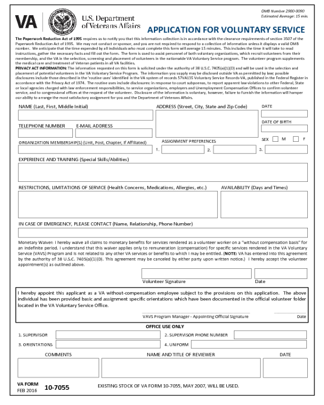 VA Form 10-7055