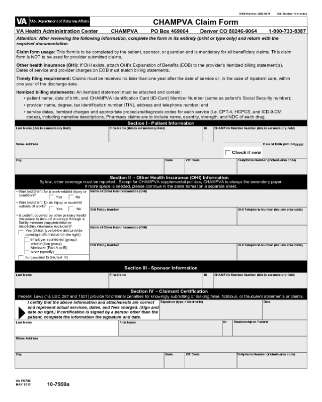 VA Form 10-7959a