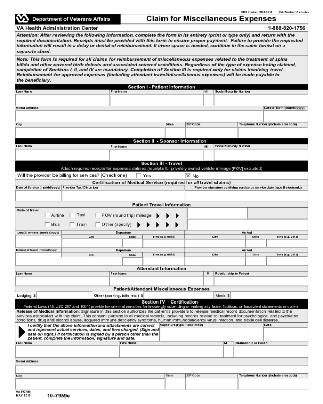 VA Form 10-7959e