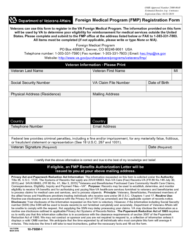 VA Form 10-7959f-1