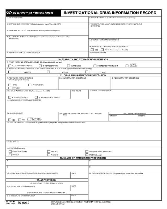 VA Form 10-9012