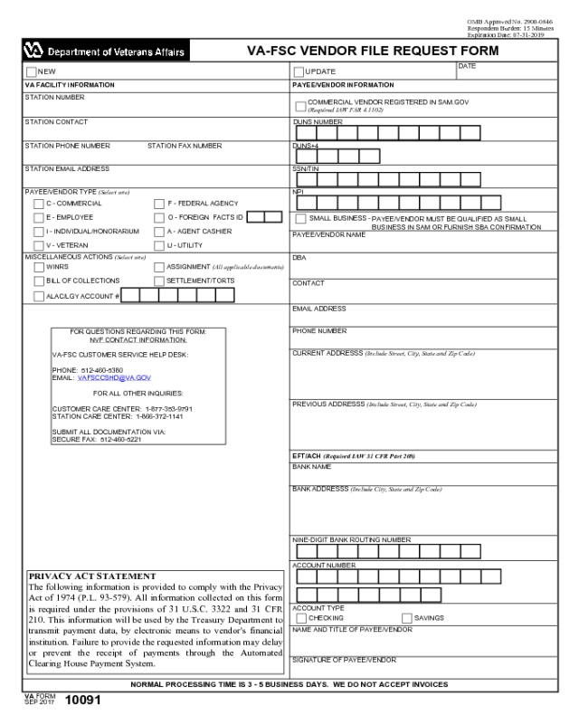 VA Form 10091