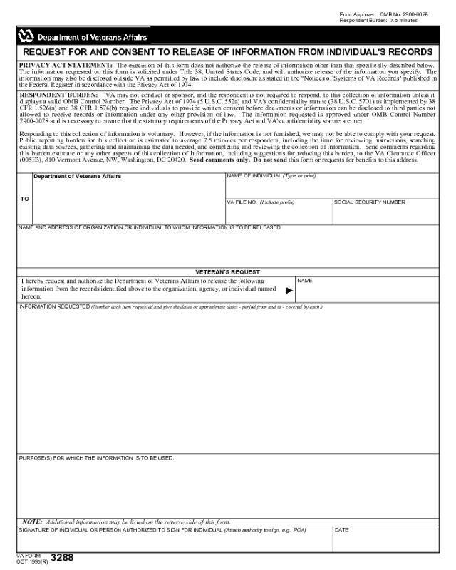 VA Form 3288