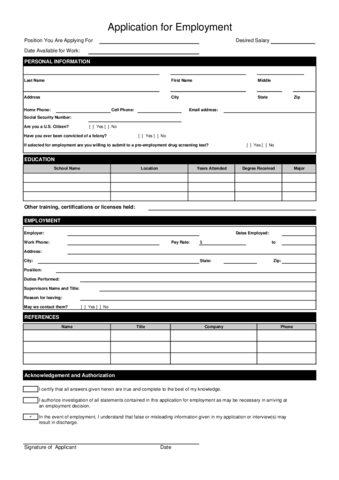 sample employment application form template edit fill