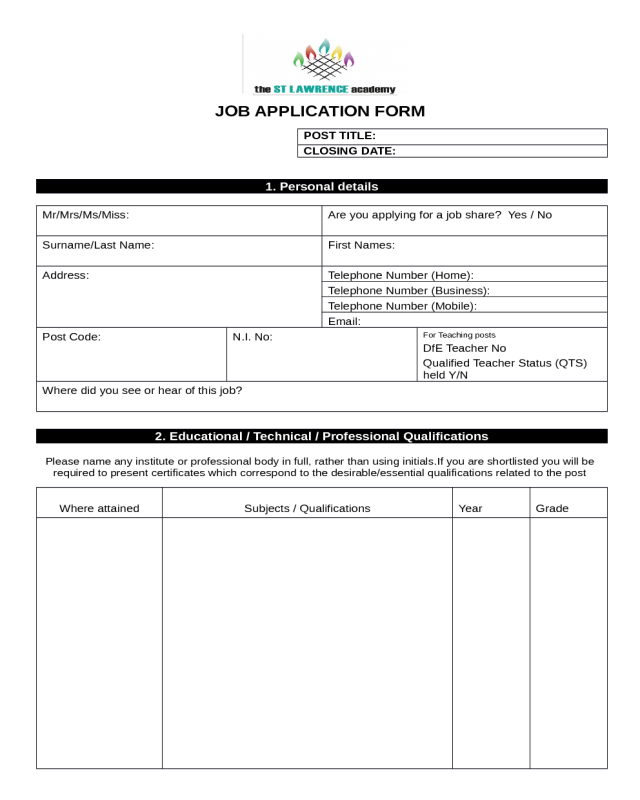 2024 Job Application Form Fillable Printable Pdf And Forms Handypdf 5749