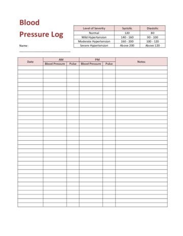 printable blood pressure and pulse log