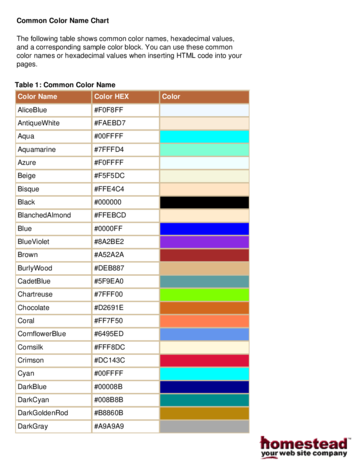 Common Color Names - Edit, Fill, Sign Online | Handypdf
