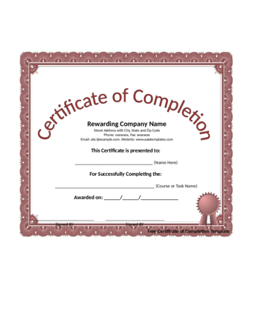 Completion certificate template - Edit, Fill, Sign Online | Handypdf