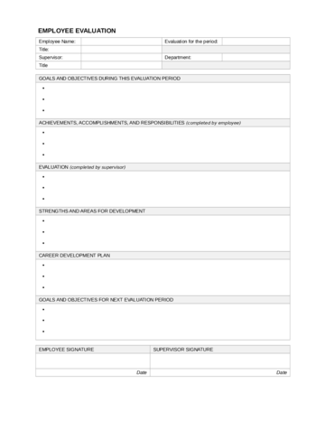 Employee Performance Evaluation Form Examples - Edit, Fill, Sign Online ...