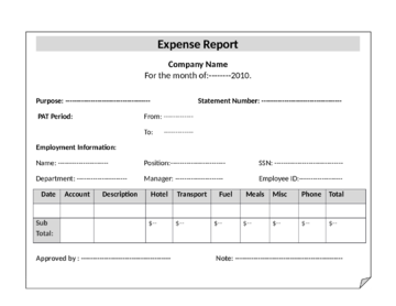 Expense Report For Company - Edit, Fill, Sign Online | Handypdf