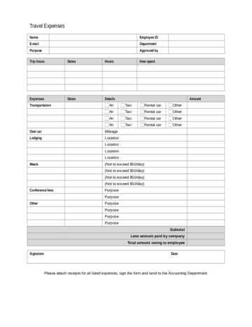 Travel expense report form - Edit, Fill, Sign Online | Handypdf