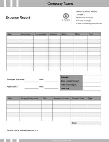 expense report for taxes template
