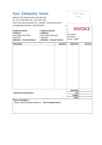 invoice template for companies edit fill sign online handypdf