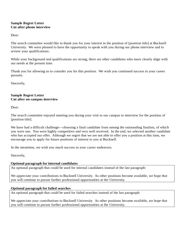 interview decline letter