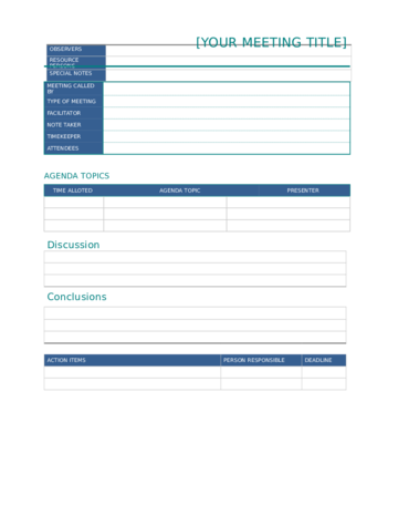 Free Meeting Minutes Template - Edit, Fill, Sign Online | Handypdf