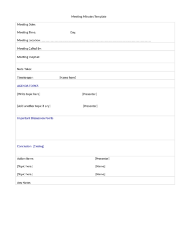 Board Meeting Minutes Template - Edit, Fill, Sign Online | Handypdf